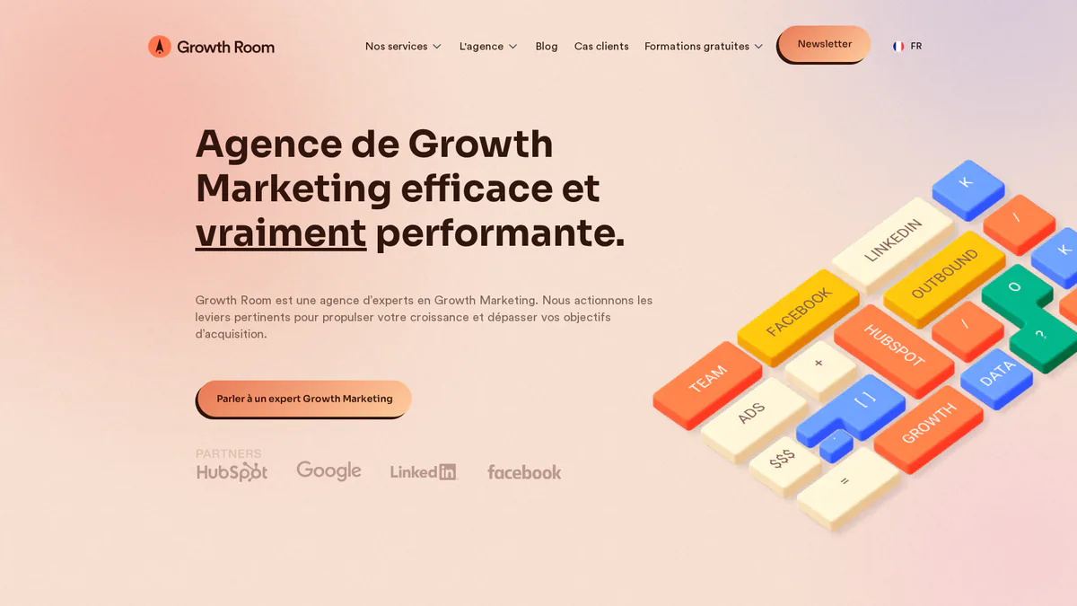 Page d'accueil de Growth Room
