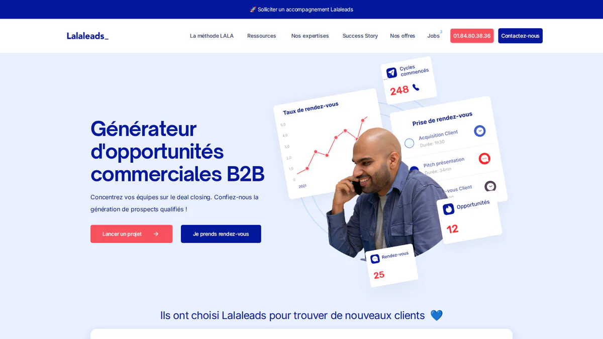Page d'accueil de Lalaleads